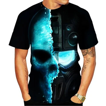 Kaukolė grafinis T-shirt siaubo vyriški T-shirt 3D mados viršūnes vasaros marškinėliai vyriški O-kaklo marškinėliai berniukui drabužių plius dydis streetwear