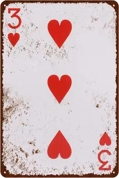 Derliaus Pokerio Alavo Ženklas, Trys iš Širdies Metalo Skardos Ženklas, Žaidimų Kambarys, Namų dekoro Požymių 12 x 8 Colių