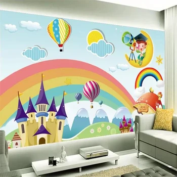 beibehang Užsakymą Tapetai, 3d Foto Freskomis Rainbow Castle Animacinių filmų gyvenamojo Kambario, Miegamojo, Vaikų Kambario Foną Sienos popieriaus freskos