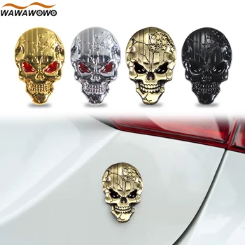 3D Kaukolė Metalo Lipdukas Logotipas Ženklelis Emblema Automobilis, Sunkvežimis, Motociklas Automobilių Mados Decal Priedai