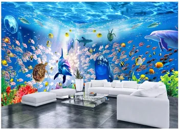 custom freskos nuotrauka 3d tapetai Povandeninis Pasaulis Tema Pavilion 3D Kosmoso Fone Sienos 3d sienų freskomis tapetų sienos, 3 d