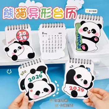 2024 m. Animacinis Mini Panda Stalinis Kalendorius Studentų Darbalaukio Ornamentu Check-in Kalendorius 2024 Mielas Ateivių Mažas Kalendorius