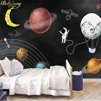 beibehang Užsakymą Šiaurės minimalistinę erdvę raketų tapetai, vaikų kambarys, miegamasis animacinių filmų freskos tapybos papel de parede 3D