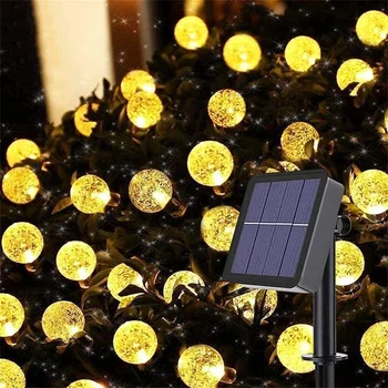 Lauko Kalėdų Dekoro 5M Saulės energija Varomas LED String Žibintai su 20 Krištolo Rutulį Led Sodo ir Kiemo