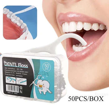 Vienkartiniai Dantų Siūlas 50pcs Tarpdančių Valymas dantų krapštuką Su Sriegiu Dantų Valymo Priemonės, Dantų Burnos Higienos Reikmenys
