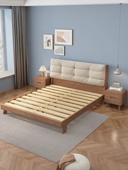 Šiaurės uosio medžio debesis lova, Japonijos miegamojo, 1.8, paprastas, modernus, kietas, medžio masyvo aukšto langą saugojimo lova