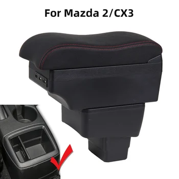 Porankiai Langelį Mazda 2 CX-3 CX3 2018 2019 2020 Automobilių Odinis Porankis Centras Konsolės Laikymo USB Dual Layer