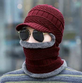 Mados Žiemos Megzti Skrybėlę Unisex Suaugusiųjų Megztos Kepurės Variklio Dangčio Necke Rchief