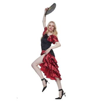 Eraspooky Moterų Flamenko Kostiumų Tradicinis Ispanijos Senorita Šokėja Dress Helovinas Kostiumų Karnavalas Šalies Puras Suknelė Iki