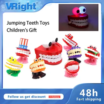 Šokinėja Dantų Žaislais Prisukamas Žaislas Dantų Protezų Viršutinės Grandinės Pavasario Plastikiniai Žaislai Clockwork 