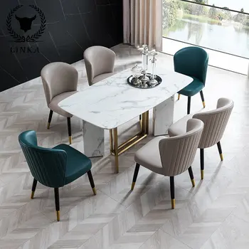 Šviesos prabanga Amerikos marmuro stalas stačiakampio formos namų mažame bute modernus minimalistinis stalas ir kėdė derinys