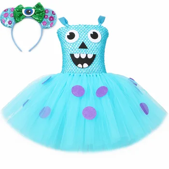 Monstrų Universitetas Sulley Sullivan Kostiumas Vaikams Halloween Carnival Šalies Drabužių Mergaičių Blue Monster Cosplay Animacinių Filmų Tutu Suknelė