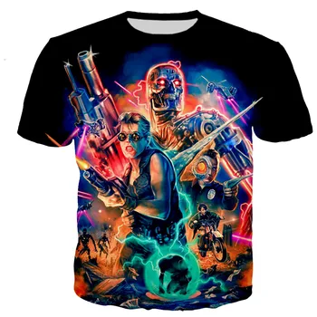 Terminatorius 3D Atspausdintas T-shirt Vyrai Moterys Vasarą Fashoin Atsitiktinis Harajuku Stiliaus Marškinėlius Streetwear Negabaritinių Viršūnes Tees