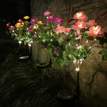 Lauko Kiemo, Sodo Dekoravimui Saulės LED Žibintai Žemės Plug Lempos Modeliavimas Yingshan Raudona Gėlė, Lempos Saulės Azalea Vejos Lempos