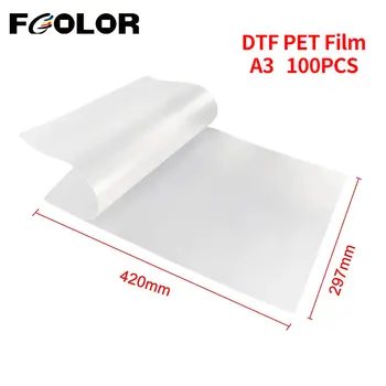 Fcolor A3 DTF PET Plėvelė, 100 Lapų pakuotėje du kartus Padengtas DTF Filmas A3 L1800 L805 Spausdintuvo Spausdinimo DTF Šilumos Perdavimo juostos, Popierius