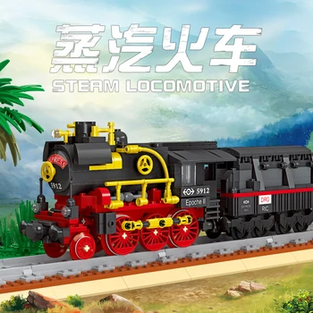 Garo Lokomotyvą Traukinys Modelis SS 20-ojo Amžiaus Pramonės Revoliucijos Serijos Blokai Žaislai Miesto Steampunk Era Scena Plytos
