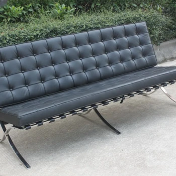 CL3001 tris-importuotos oda juoda Barselonos kėdutė, trijų vietų sofa