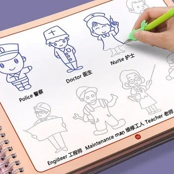 Daugkartinio naudojimo Švietimo Montessori Magija Knygos Smalsu Copybook Vaikų piešinių Knygos 3D Groove Žaidimai Rašau Praktikos Knyga