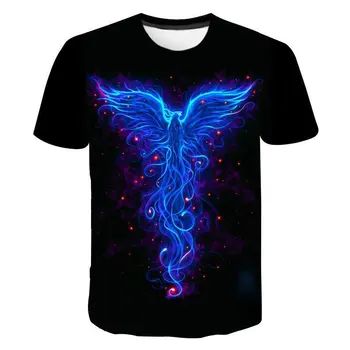 3d Atspausdintas Phoenix Paukščių Modelio VYRIŠKI Vasaros T-Shirt Mados Atsitiktinis Įdomus, O Apykaklė Negabaritinių trumparankoviai Marškinėliai Drabužių
