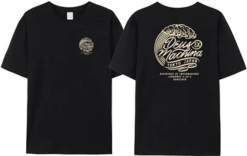 Japonijos Tokijo vyriški medvilniniai naujas black t-shirt modelio retro ex machina banguotais raštais, aukso moterų korėjos populiarus viršų