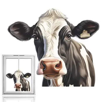 Karvė Langą Kabintis Nuimamas Padirbtų Langą Scena karvė Lipdukai, Juokinga Ūkio Gyvūnų Tema Realus karvė sienų Lipdukai namų dekoro