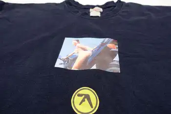 Aphex Twin - Ateiti Į Tėtis pagrindinio juoda, retro stiliaus, 90-ųjų marškinėliai perspausdinti NH5485