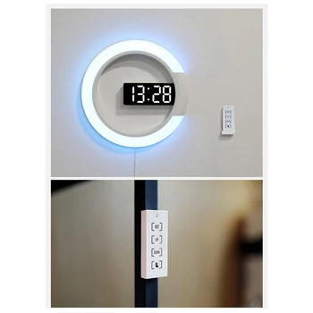 1Set Skaitmeninis LED Sieninis Laikrodis Skaitmeninis Displėjus, Temperatūros, 7 Spalvų 3D Miegamojo Kambarį Apdaila Plastiko