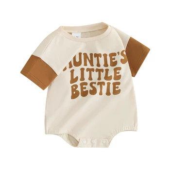 Wankitoi Kūdikiui Baby Boy Girl Vasaros Komplektai Teta Mažai Bestie T-shirt Romper trumpomis Rankovėmis Megztinis Viršūnes Kūdikių Drabužiai