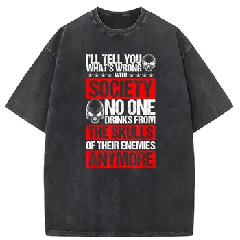 Gėrimas Iš Kaukolės Savo Priešų Negerai Su Visuomene T Shirt Mens Palaidinės Paprasta Stiliaus Ilgomis Rankovėmis Naujausius Marškinėlius