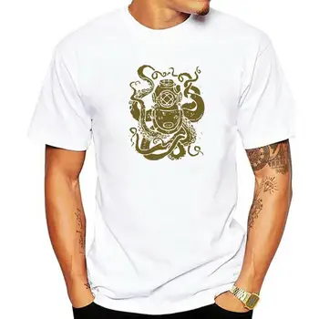 Aštuonkojai Naras T-shirt Vyrai Sunkiųjų Metalų Šalmas Print T Shirts Sealife Meilužis Drabužius Animacinių filmų Dizaino Medvilnės Baltas Viršūnes Tees Slim Fit