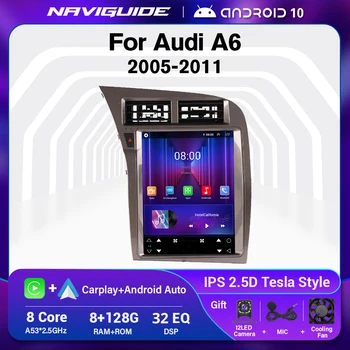 NAVIGUIDE S7 8+128G Automobilio Radijo Audi A6 LHD 2005-2011 Už Tesla Vertikalus Ekranas, GPS Multimedia Player Headunit Carplay 9.7
