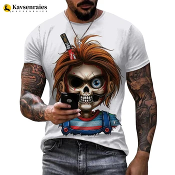 Filmo Chucky Vasaros T-marškinėliai Vyrams, Moterims, Vaikams, 3D Atspausdintas T Marškinėliai Mados Atsitiktinis Berniukas, Mergaitė, Vaikų trumpomis Rankovėmis Kietas Viršūnes Tees