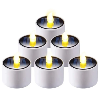 6 Vnt Saulės Arbata Žibintai, Įkraunamas LED Flameless Tealight Žvakės Už Lango, Lauko Kempingas Avarinis Namų Dekoro